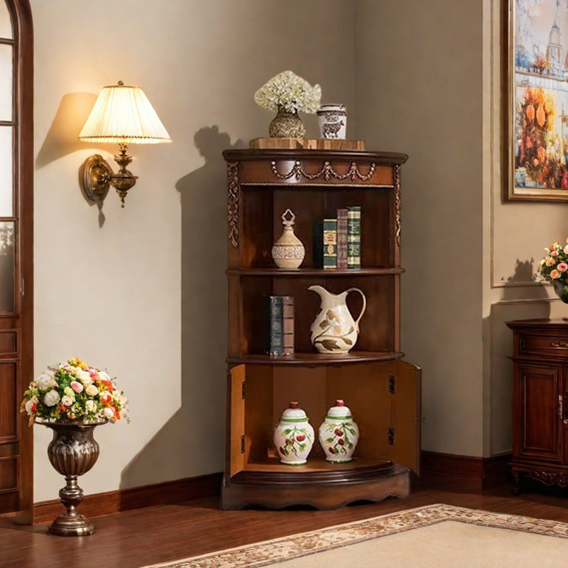 Elegant retro multi-functional corner cabinet, Brown
