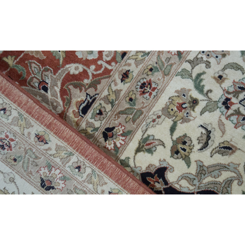 Wool Oriental Area Rug in Rust/Ivory