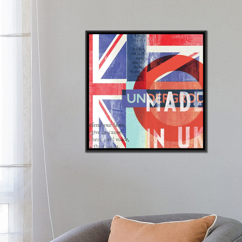 « uk », art textuel sur toile, H 26 po x l 26 po x P 1,5 po, Pas de tapis, Toile tendue