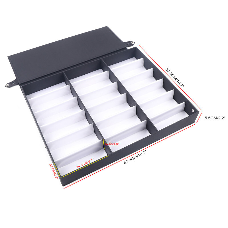 18.7" 18-Grid Sunglasses Storage Box Display Case, White