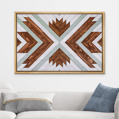 Geometric Western Shape " Brown Gray Wood Effect Pattern Collage Nature Modern Art Western Wall Decor Office "