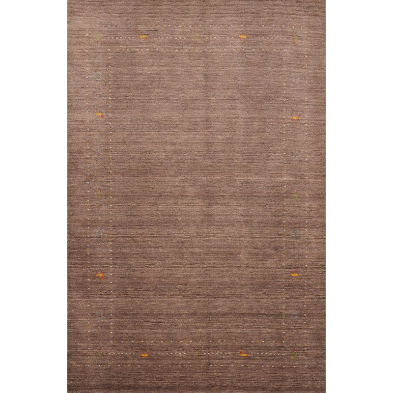 Handmade Brown Wool Gabbeh Style Oriental Rug 5x7
