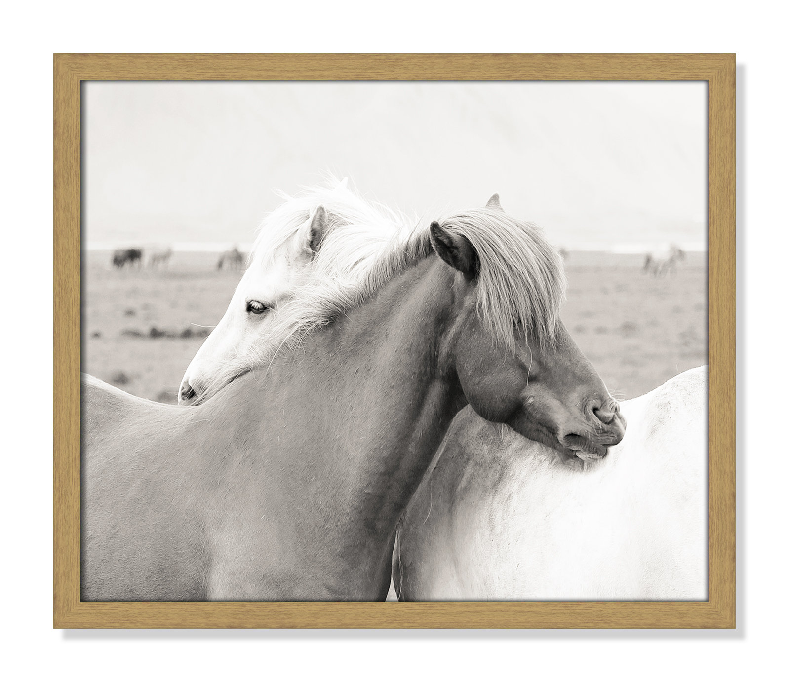 Melanie "Icelandic Meadow Horses" Print, 16" H x 19" W x 0.75" D, Natural Wood Grain Framed