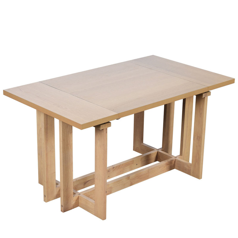 Table de salle à manger extensible rustique de 82 po, table de cuisine à tréteaux avec deux rallonges de 12 po, Naturel