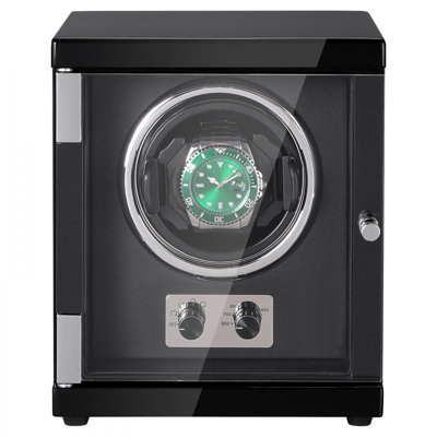 Watch Winder Single Watch Winder for Mens and Womens Automatic Watch with Super Quiet Japanese Mabuchi Motor Blue LED Light and Adapter HighDen Watch Winder Single Watch Winder for Mens and Womens Automatic Watch with Super Quiet Japanese Mabuchi Motor Blue LED Light and Adapter HighDen