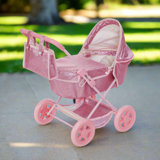 Olivia's Little World Glitter Baby Doll Bassinet Pram With Cover