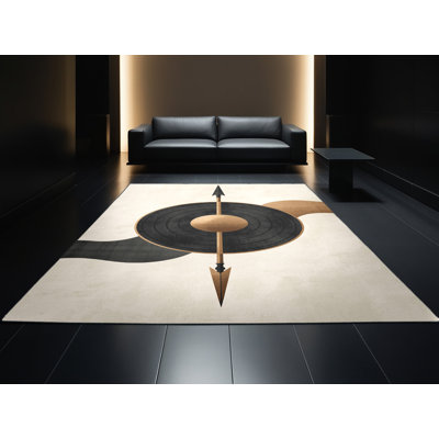 Tapis beige moelleux et moelleux en bouclier minimaliste beige Dunmire