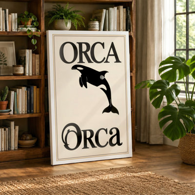 Orca in Frame Minimalist 1 Piece Wrapped Canvas Wall Art