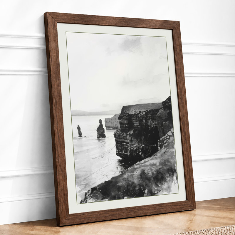 Stacks Coastal - Framed Print, A2 - 59.4 x 42.0 cm, Walnut