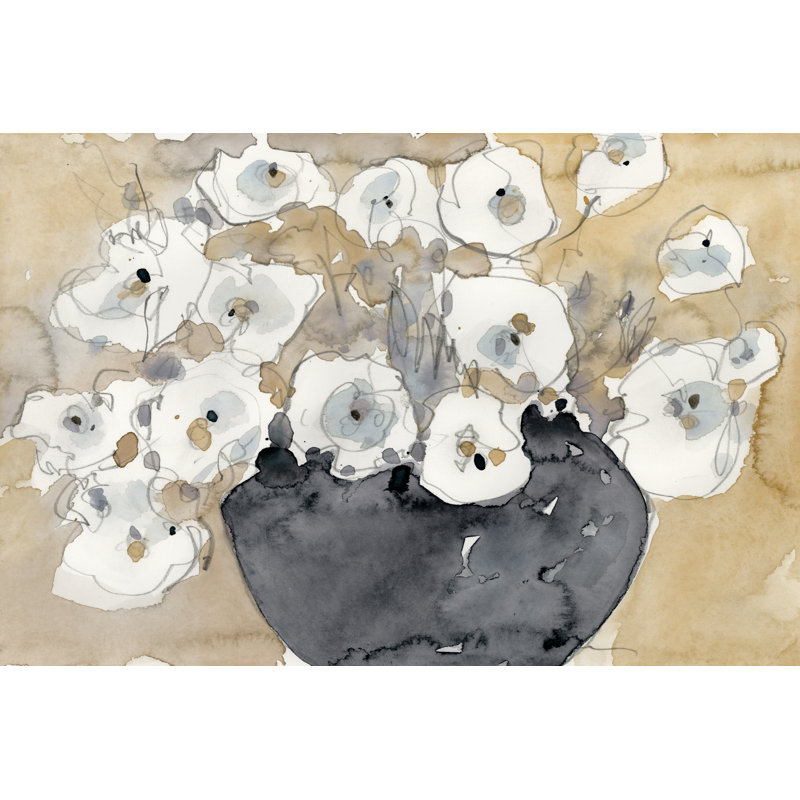 Une autre fleur blanche II par Samuel Dixon - Peinture, H 8 po x l 12 po, Impression encadrée sans passe-partout, Érable