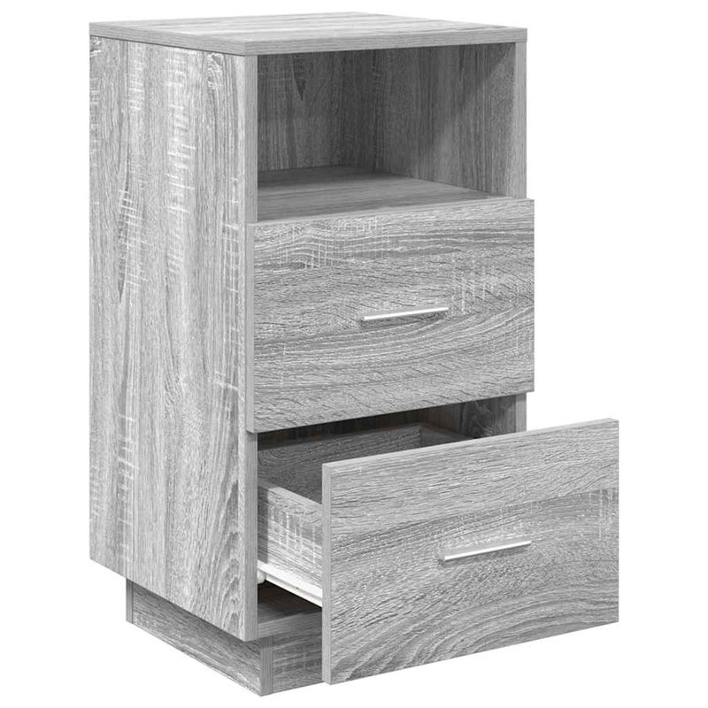 Kizzie 36cm W Manufactured Wood Bedside Table, Grey/Sonoma, Set of 2