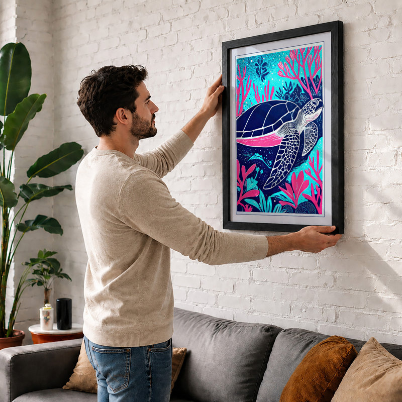 Turtle Tropical - Print, A4 - 29.7 x 21.0 cm, Walnut