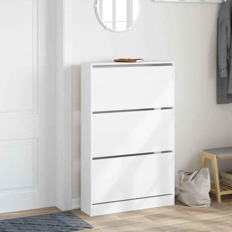 6 Pair Shoe Storage Cabinet, White