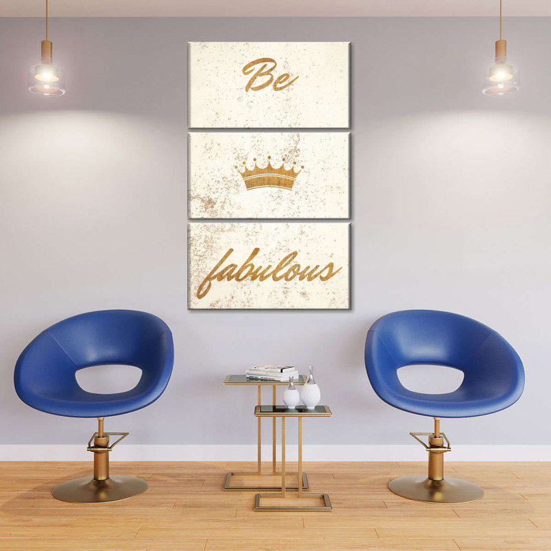 «Be Fabulous» sur toile, reproduction de 3 pièces, H 24 po x l 38 po x P 1,25 po