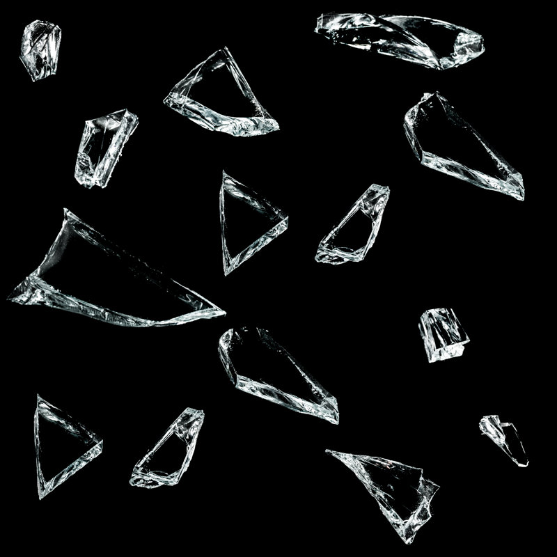 Pièces de verre brisé par Aluxum, H 20 po x l 20 po