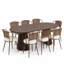 Ensemble table et chaises ovales extensibles (39,37" à 70,87") avec chaises en rotin tressé-1175600225-1175600237