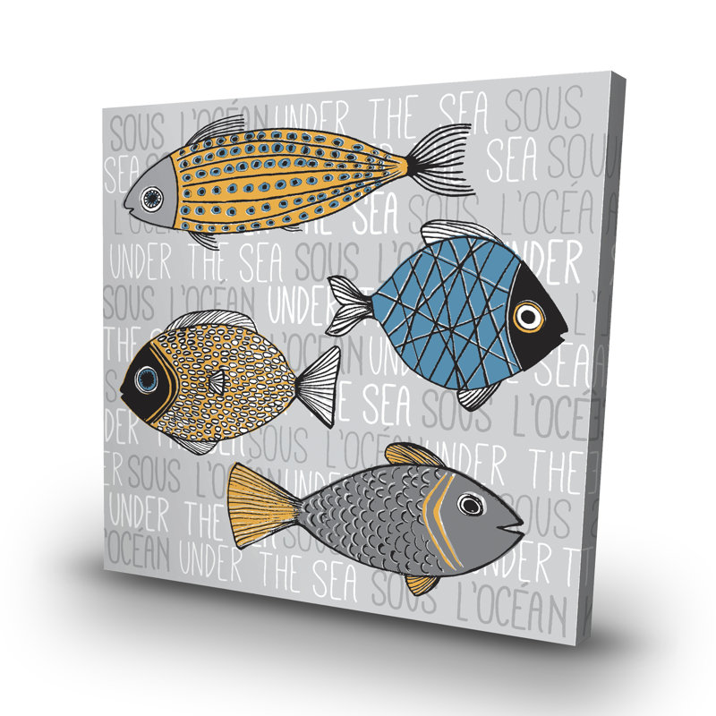 Fishes' illustration - 32"x32" art on canvas