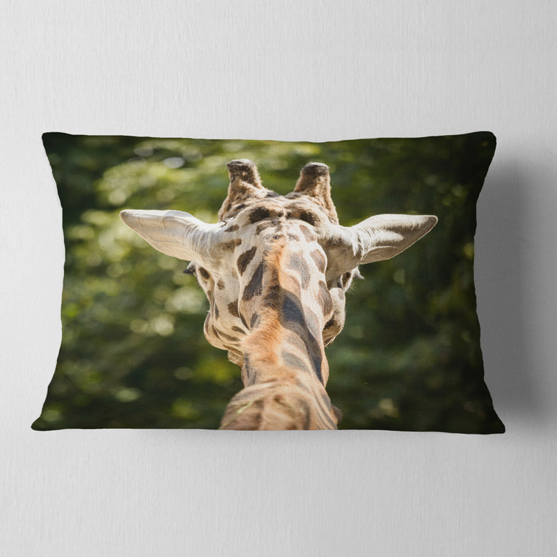Giraffe Head Back View - Animal Printed Pillow