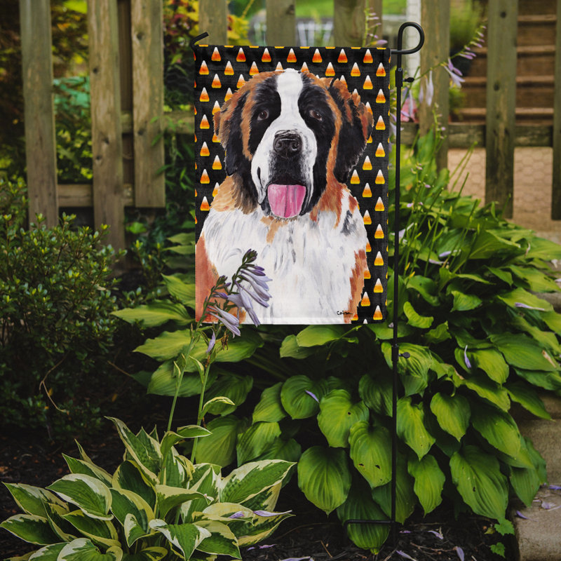 Drapeau de jardin brûlé bonbon d'Halloween à 2 côtés, Saint-Bernard