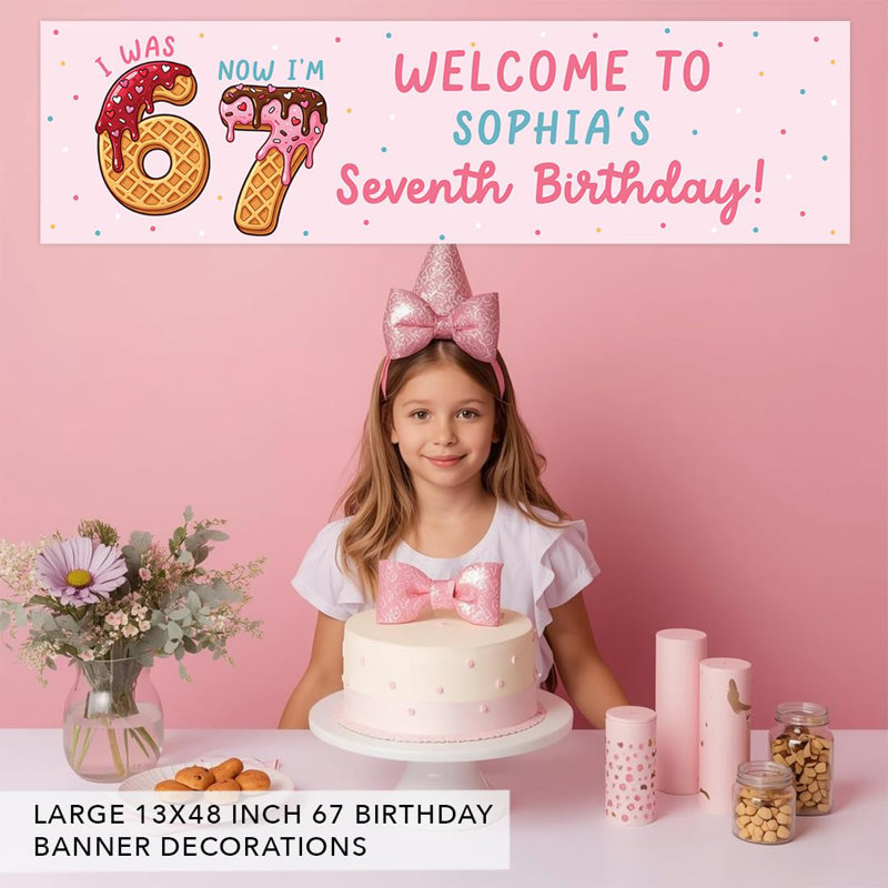 Koyal Wholesale 13 x 48 pouces personnalisé 6 à 7 anniversaire bannière, thème de crème glacée personnalisée