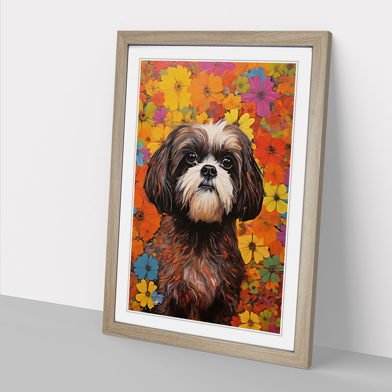 Shih Tzu Colour Field - Framed Print, Oak, 34cm H x 25cm W x 2cm D