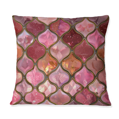 Coussin moderne rose et or Glamour Glitter I
