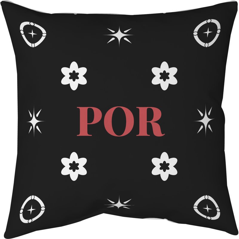 Coussin en coton Portland, H 26 po x l 26 po, Portland blanc / noir / rouge