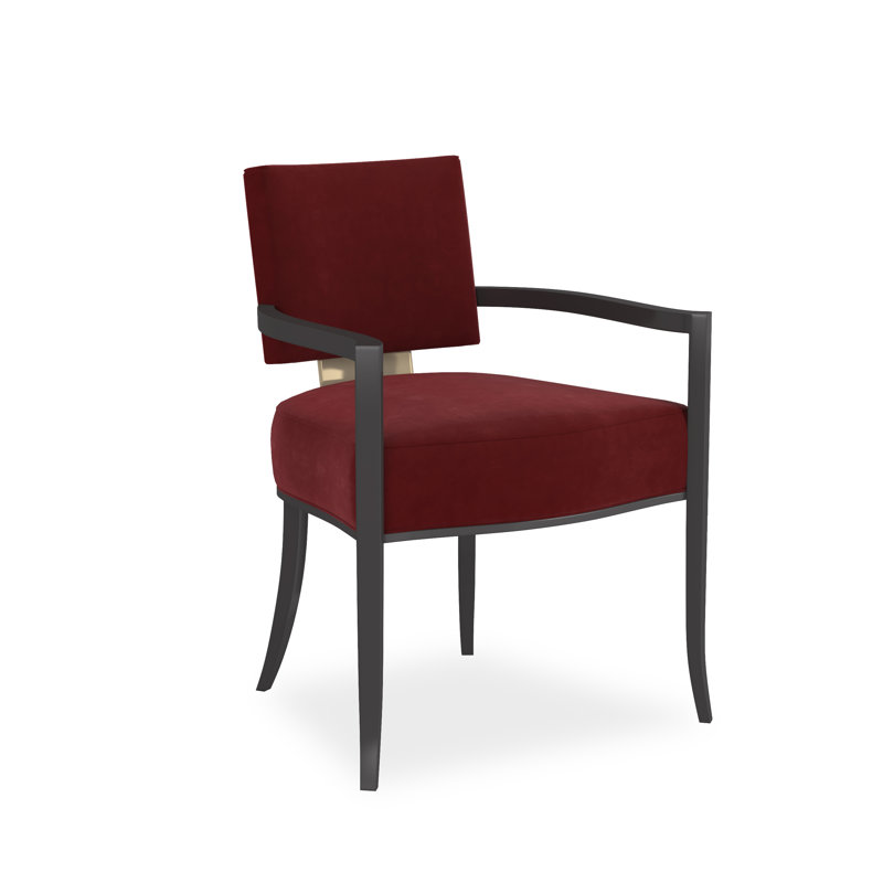 Caracole Classic Upholstered Arm Chair, Red, Black/Gold