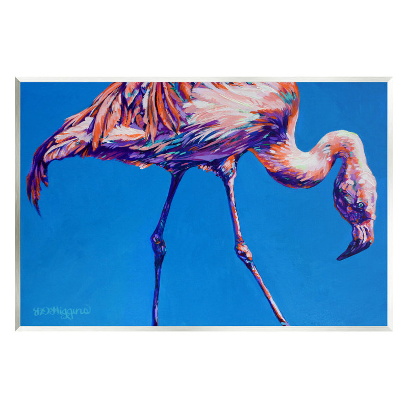 Art audacieux de flamant bleu moderne par Derrick Higgins, H 10 po x l 15 po x P 0,5 po, Bois
