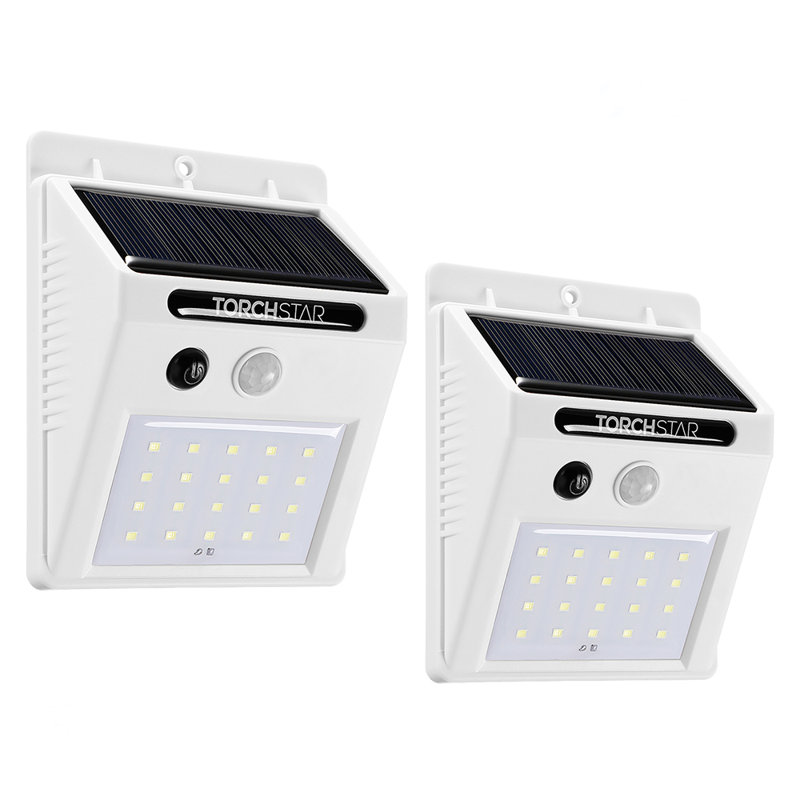 Polyvalent LED Solar Power Security Wall Lights Outdoor with Motion Sensor Auto-On/Off, White