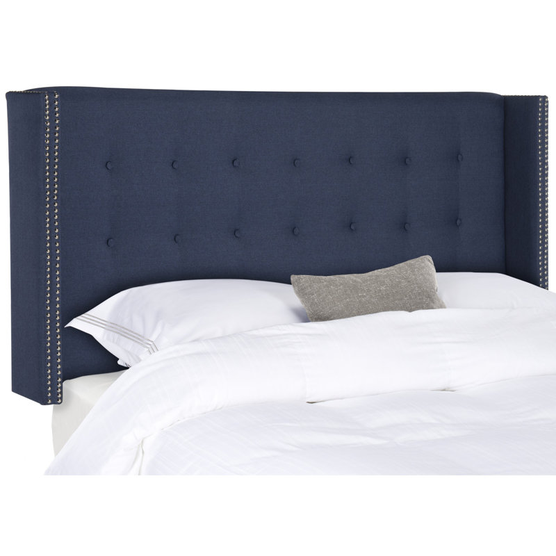 Burch Upholstered Headboard, Linen Navy, Full