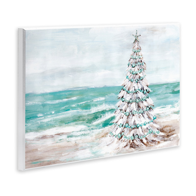Arbre de Noël enneigé, plage at-105, H 10 po x l 15 po