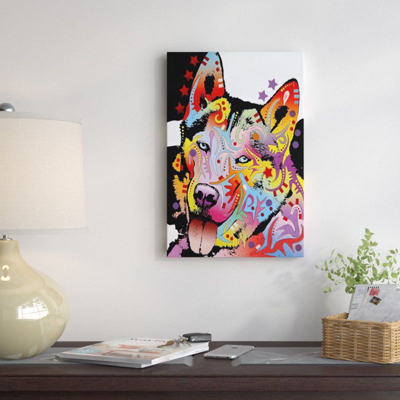 " Siberian Husky ", 26" H x 18" W x 1.5" D, Black Framed