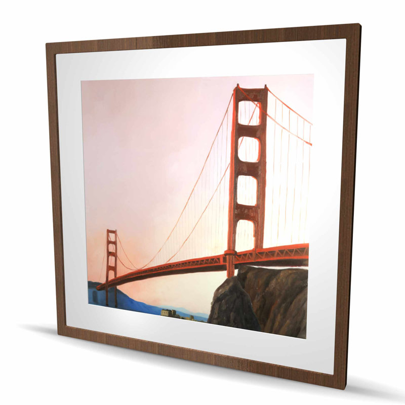 Coucher de soleil sur le pont Golden Gate - reproduction encadrée, H 36 po x l 36 po, Brun