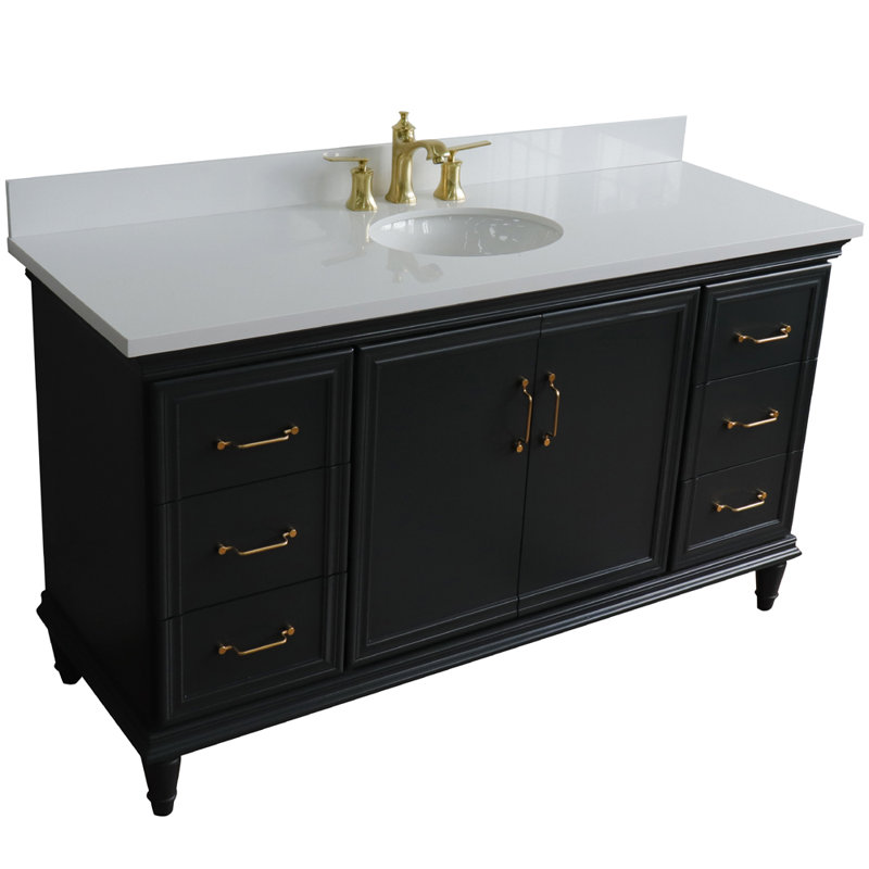Meuble-lavabo simple de 61 po Batilde, Gris foncé