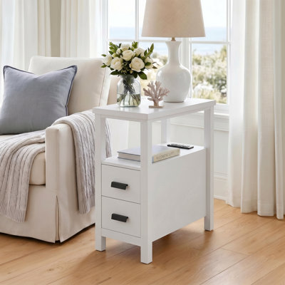 Table de bout avec station de charge et 2 tiroirs, petite table de chevet avec ports USB et prises pour la chambre à coucher et le salon