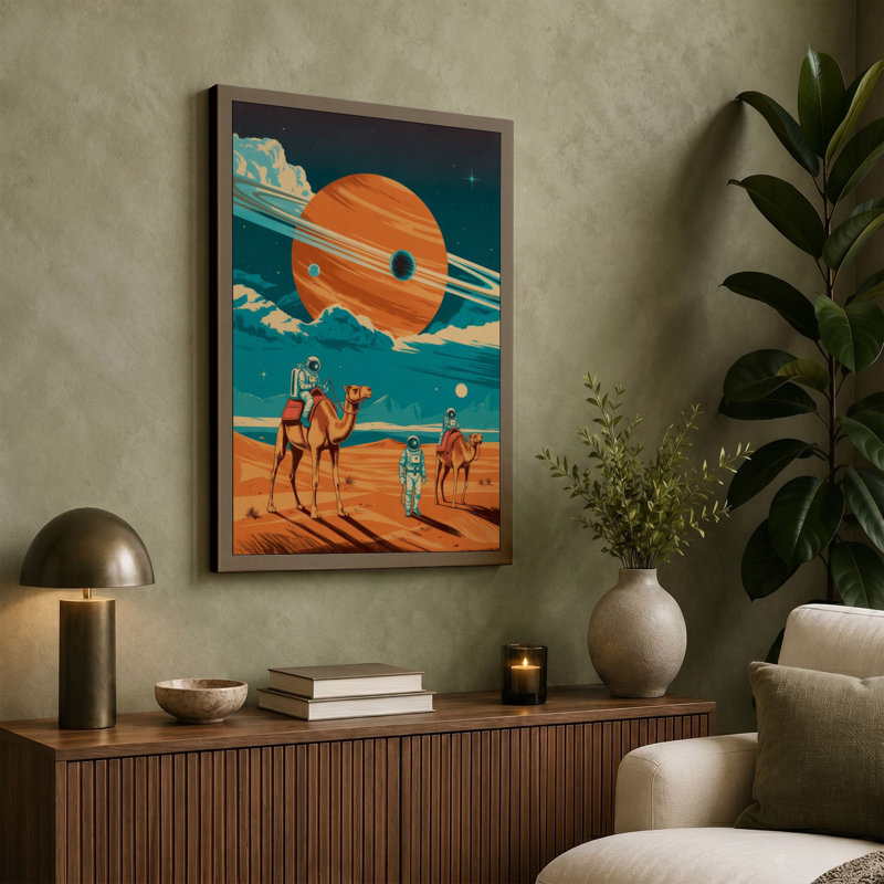 Desert Explorers Retro - Wrapped Canvas, 24x16 - 61.0 x 40.6 cm, Sage Border