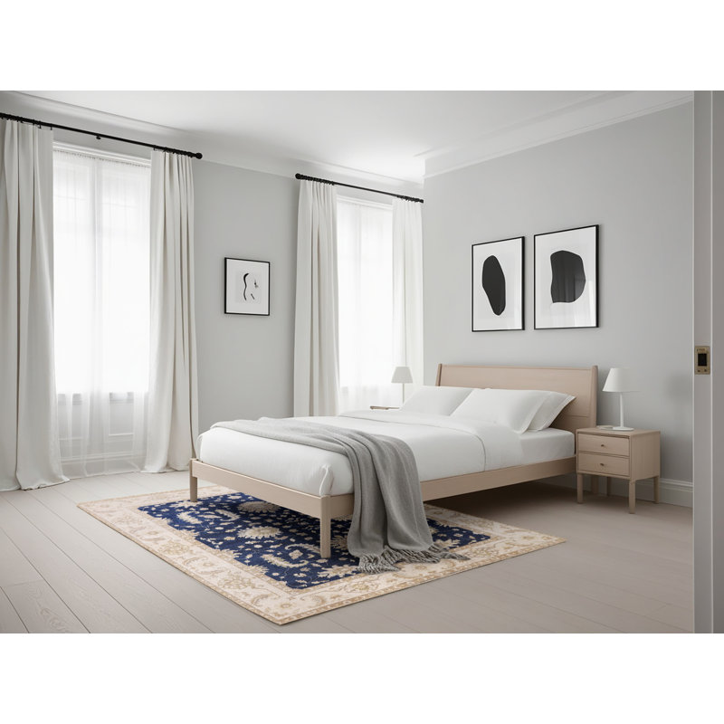 Tapis oriental bleu / beige Kachayr, Rectangle 5 pi x 7 pi