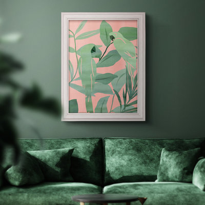 «Middlet Pink and Green Birds Of Paradise II», reproduction sur toile encadrée