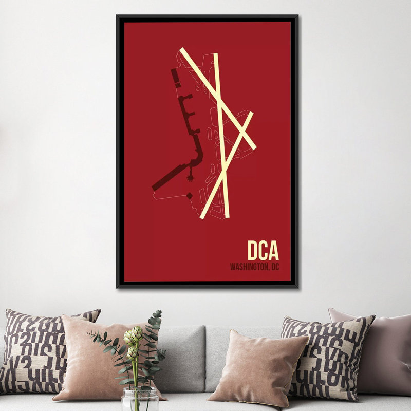 «Washington, D.C. (Reagan)», impression sur toile, H 26 po x l 18 po x P 1,5 po, Toile avec cadre noir, Pas de tapis