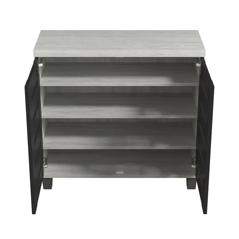 Armoire de rangement pour chaussures Millan Crete Lismore, 12 paires, Noir / chêne gris poussiéreux