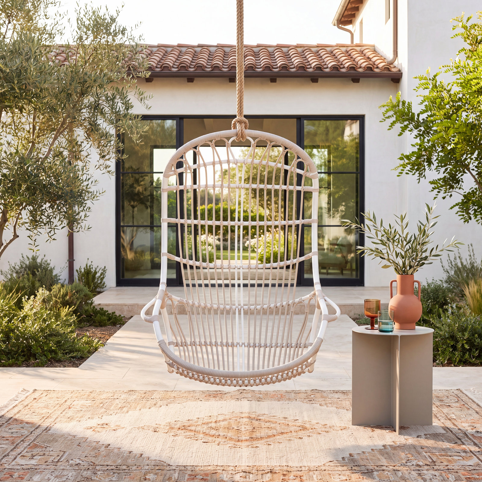 Riviera 1 Person Swing Chair, White