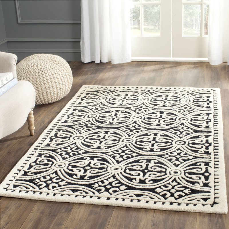 Tapis géométrique en laine touffeté à la main Cambridge, Rectangle 4 pi x 6 pi