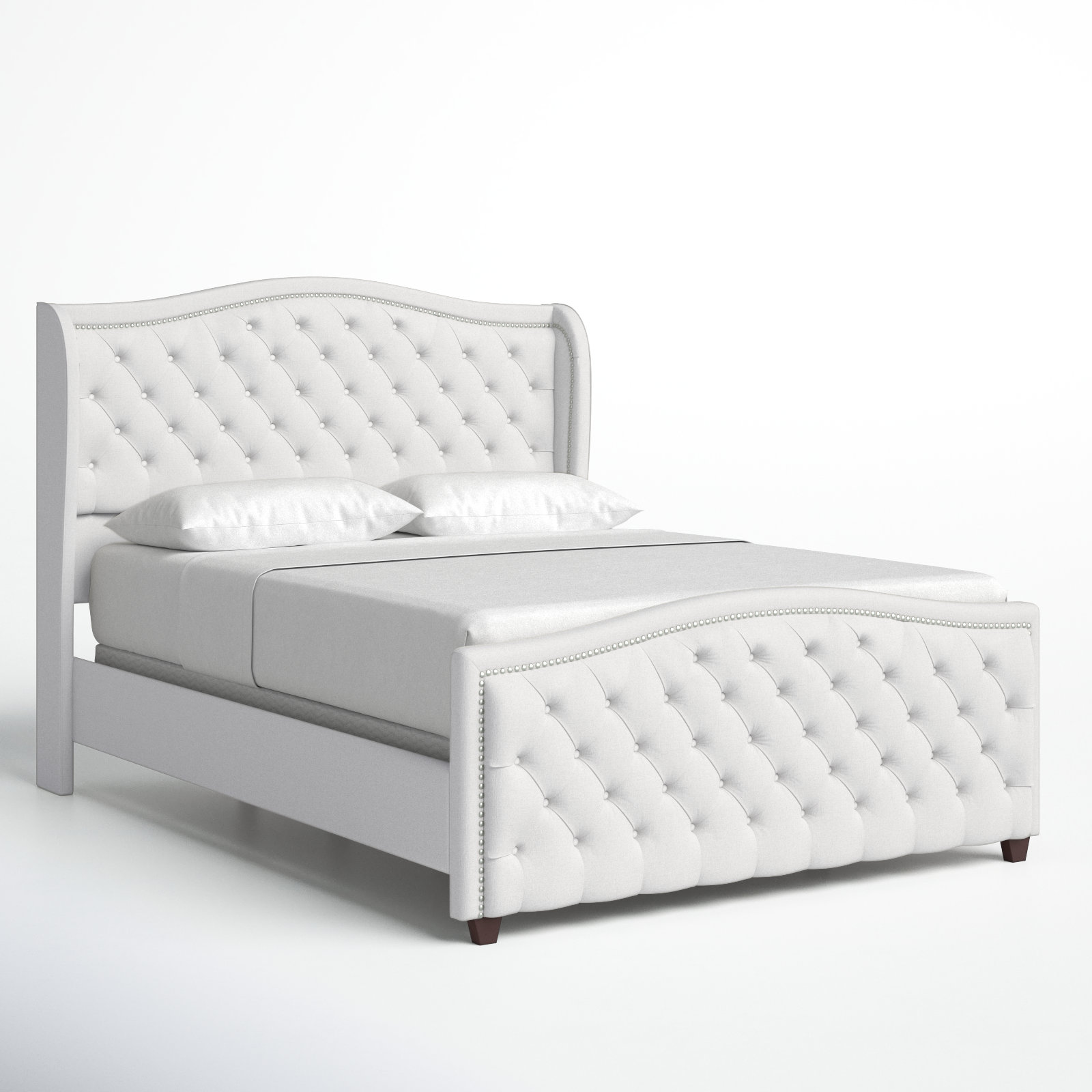Coleman Velvet Upholstered Wingback Bed, Queen, Bright White Velvet