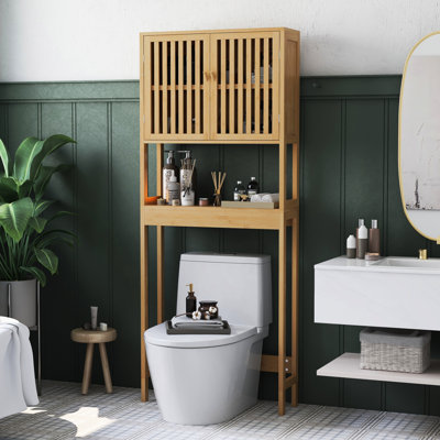Natural Over Toilet Shelving - Ample Storage With Adjustable Shelf And Open Design Bathroom Cabinet For Spacious Interior