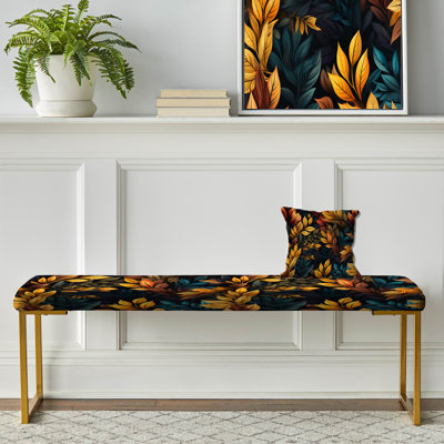 Banc floral rembourré or