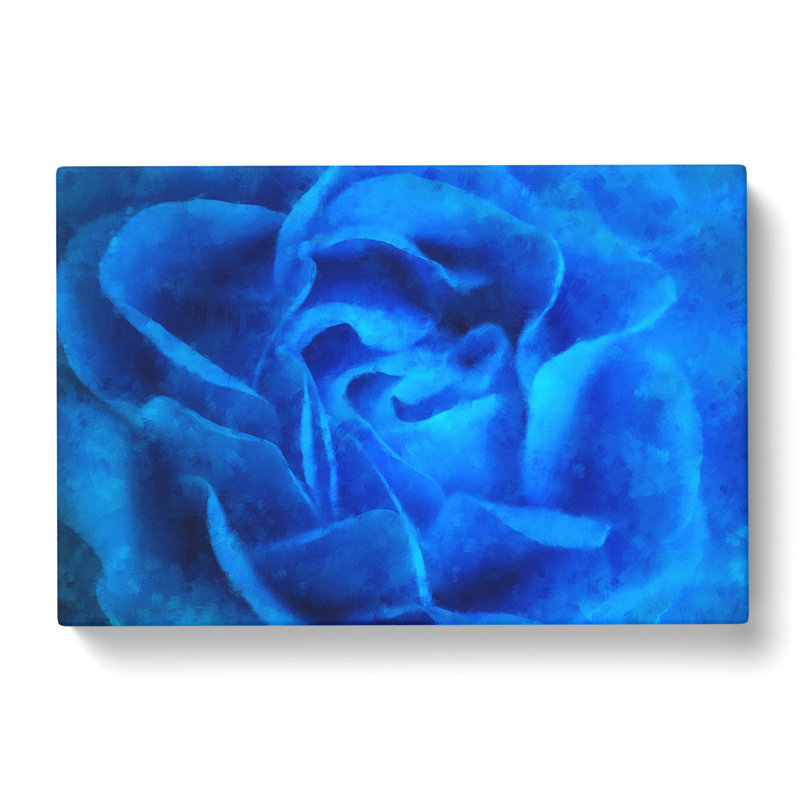 Folded Rose Petals In Blue - Wrapped Canvas Painting, 40cm H x 60cm W x 3cm D