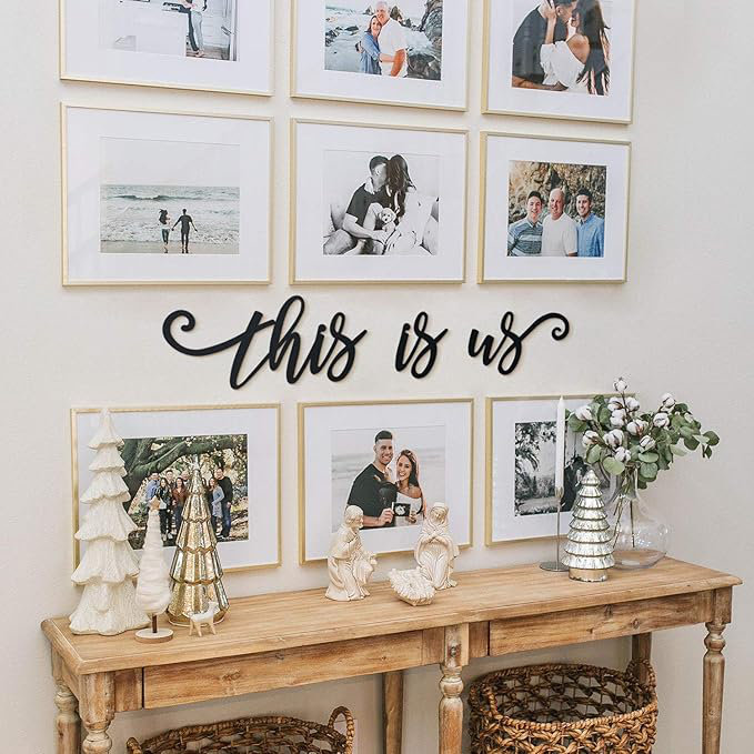 Art mural en métal «This is us» - Décoration de salon de famille 3 pièces