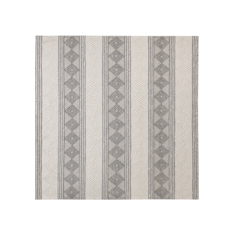 Jeffenese Geometric Wool Hand Woven Area Rug, Square 200cm