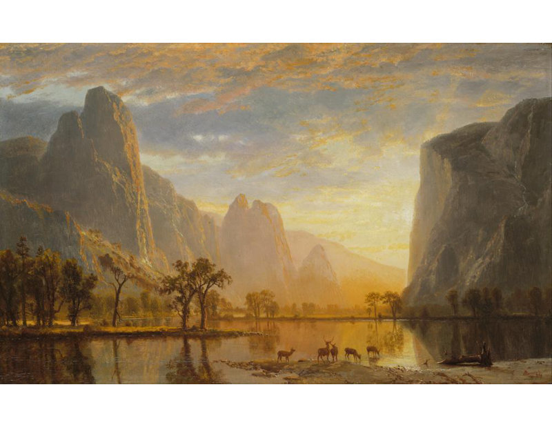«Valley of the Yosemite» par Albert Bierstade - Art mural sur toile tendue avec châssis, H 24 po x l 17 po